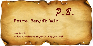 Petre Benjámin névjegykártya