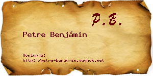 Petre Benjámin névjegykártya